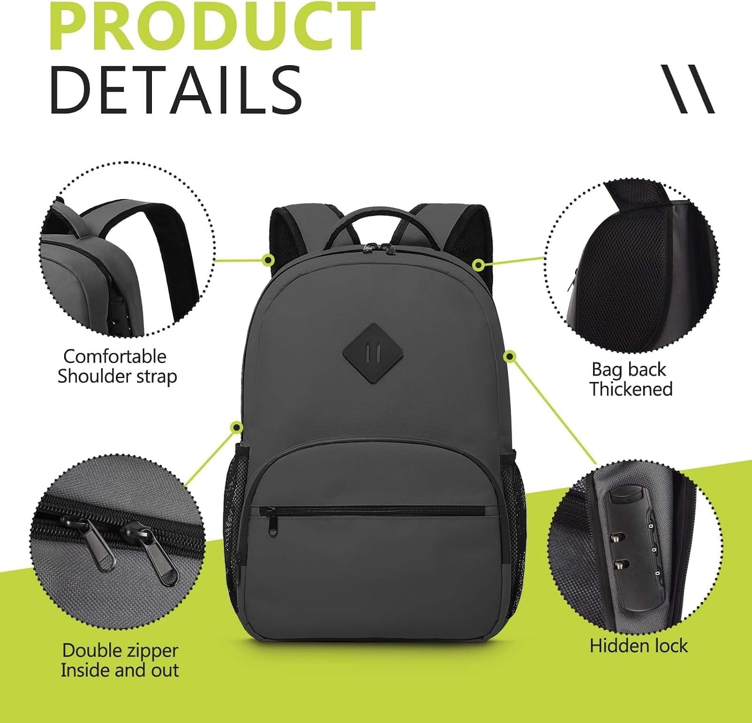 OZCHIN Smell Proof Backpack with Combination Lock, Double Sealed Zipper Classicssmell Proof Travel Backpack, Large Capacity Smell Proof Container Carbon Enduring, Great Gifts for Men Women