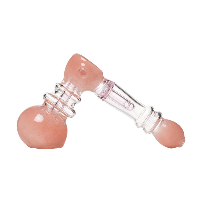 Human Grade Frit Hammer Bubbler, Pink with Pink Tube
