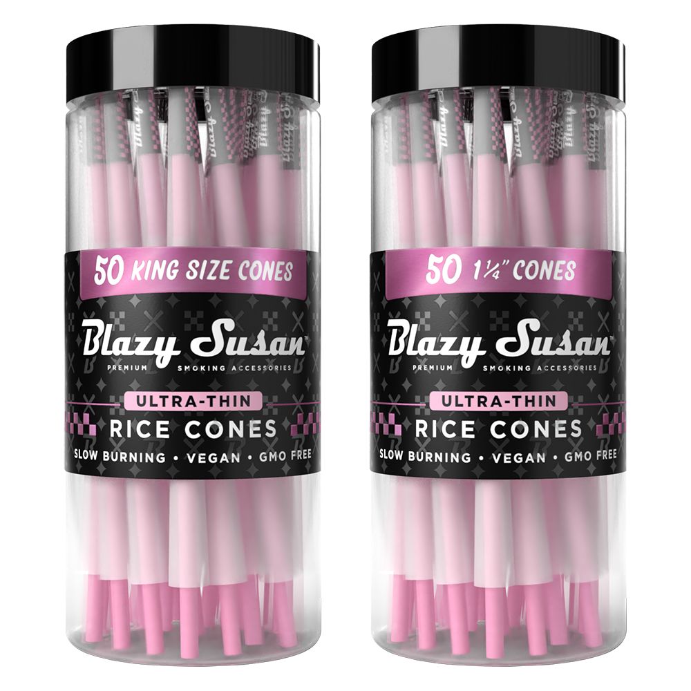 Blazy Susan Ultra Thin Rice Pre-Rolled Cones | 50ct Jar - Discreet Smoker