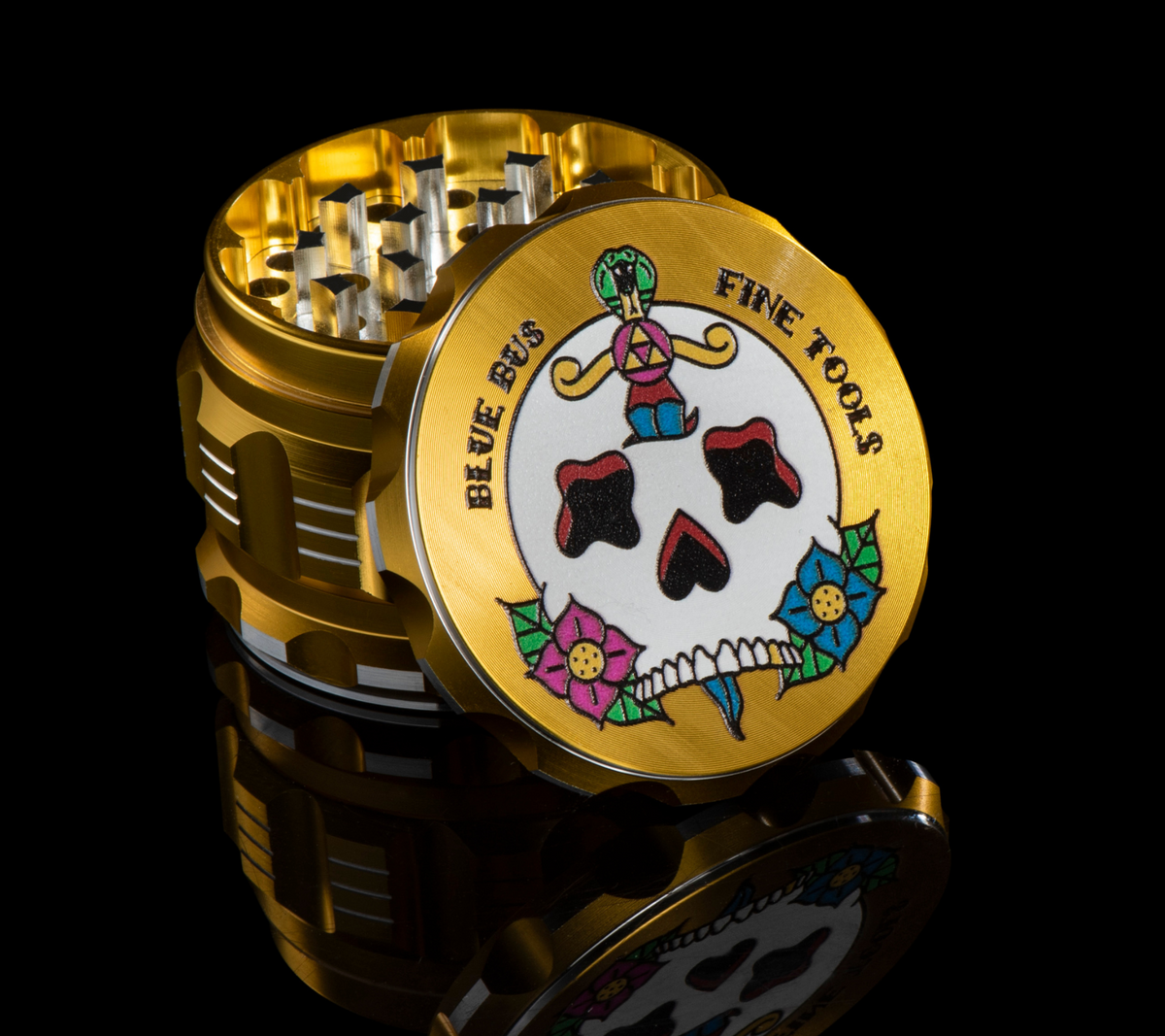 Bluebus GA 2.5 Inch Grinder Gold (Old School Edition) - Discreet Smoker