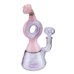 Custom Glass 6” Pink and Purple Donut Rig Water Pipe