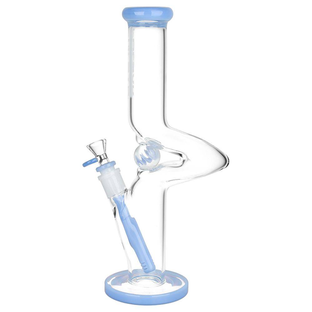 Pulsar Kinked Marble Straight Tube Glass Water Pipe - 12.75" / 14mm F - Discreet Smoker