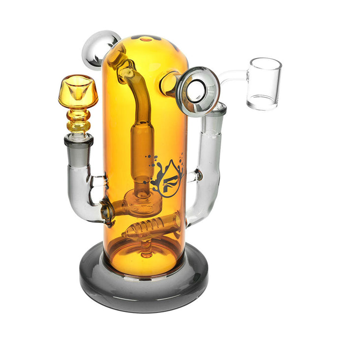 Pulsar Double Trouble Dry Pipe/Dab Rig | 8" | 14mm F, Orange