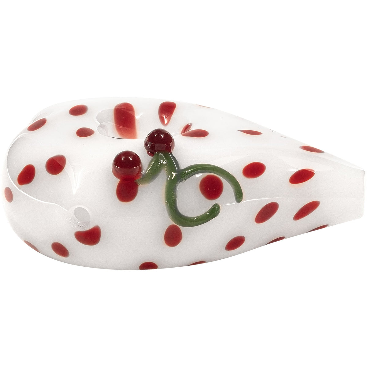 Elegant White Heart-Shaped Glass Hand Pipe with Red Polka Dots - Discreet Smoker