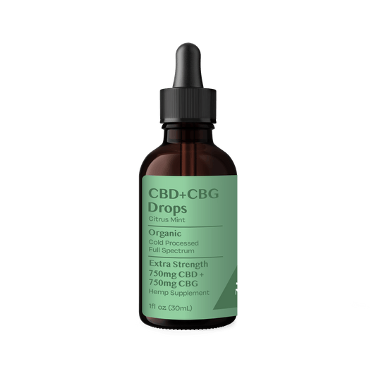 Organic CBG+CBD Drops Unflavored - Extra Strength 750mg+750mg - Discreet Smoker
