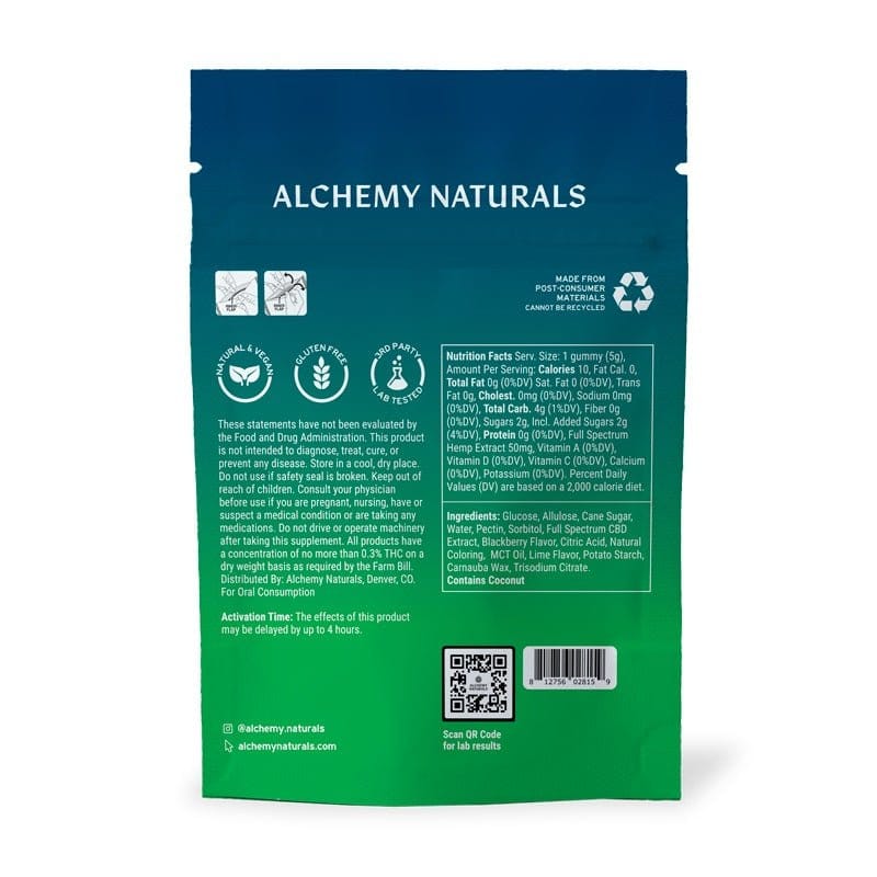 Alchemy Naturals CBD Gummies for Daily Support - Full-Spectrum