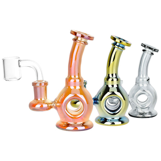 Time Warp Electroplated Glass Mini Dab Rig | 4.75" | 14mm F | Colors Vary - Discreet Smoker