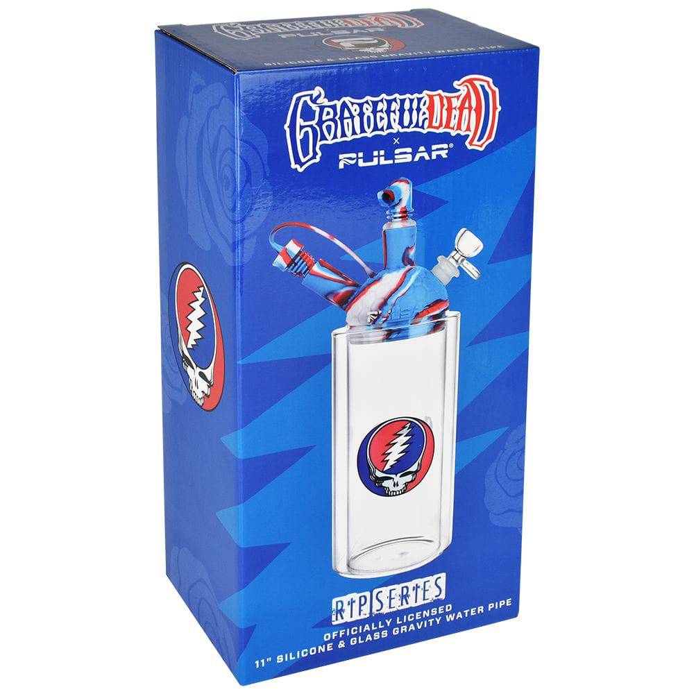 Grateful Dead x Pulsar Silicone & Glass Gravity Water Pipe - 11"/14mm F - Discreet Smoker