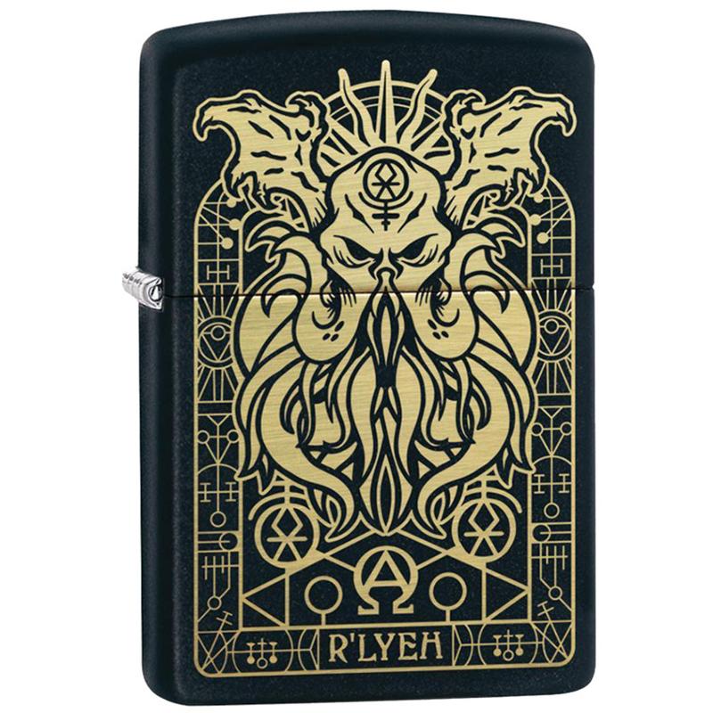 Zippo Lighter | Lovecraft Monster Design | Black Matte - Discreet Smoker