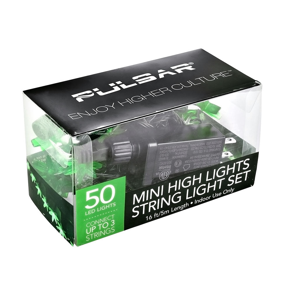 Pulsar Mini High Lights Hemp Leaf LED String Light Set - Discreet Smoker