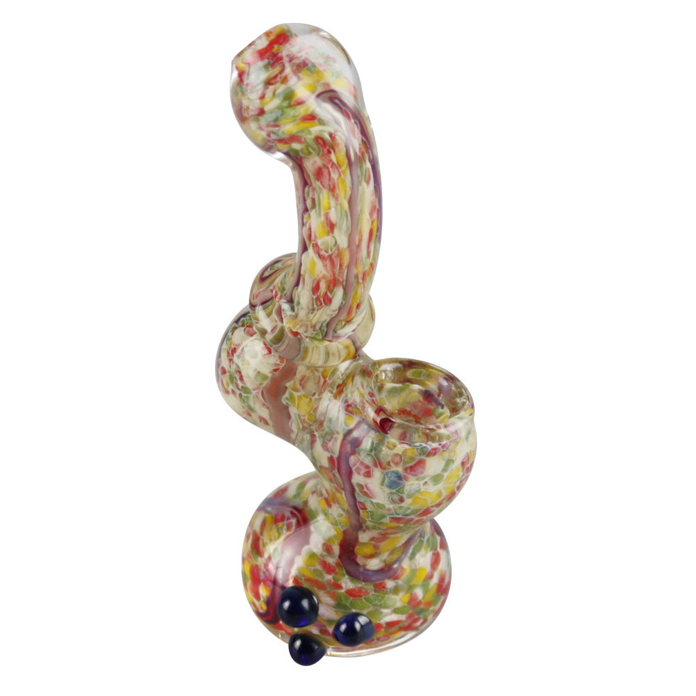 Worked Beaded Mini Bubbler Pipe - Discreet Smoker