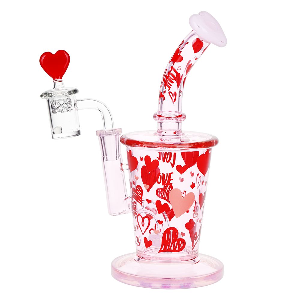 Pulsar Valentine's Love Hearts Glass Dab Rig Set - 8.5" / 14mm F - Discreet Smoker