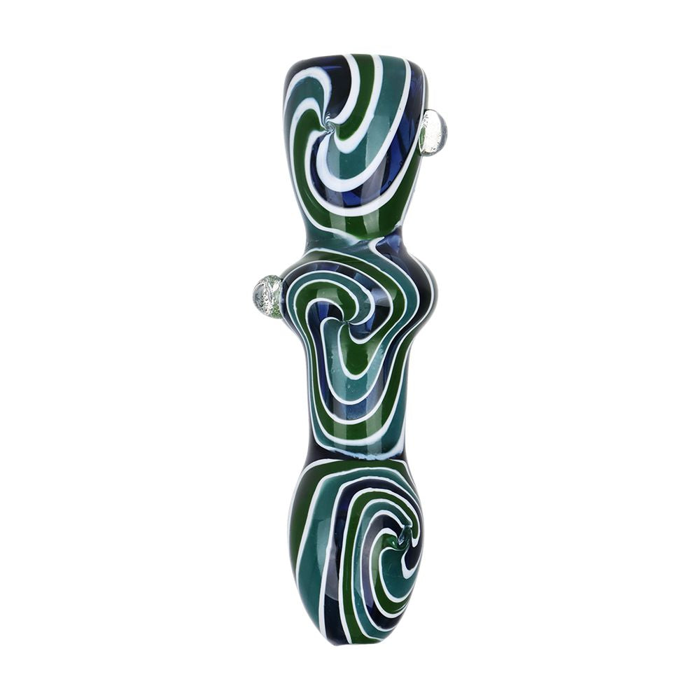 Hypnotist Triplets Wig Wag Swirls Glass Chillum - 4" - Discreet Smoker