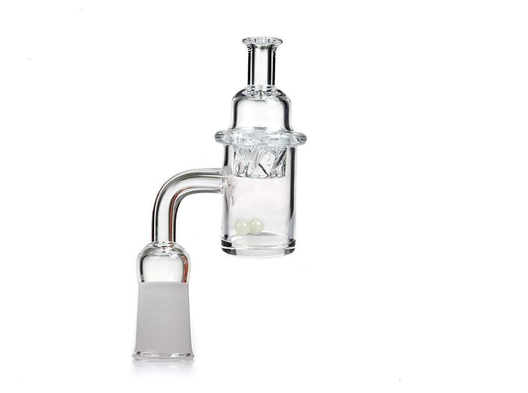 14MM Female Quartz Banger Nail w/ Helix Function Cap & Glow Terp Pearls - Discreet Smoker