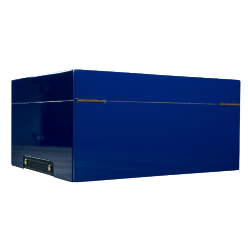 Glass Top Cobalt Blue Humboldt Humidor - Discreet Smoker