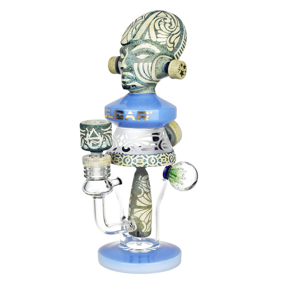 Pulsar Hieroglyph Series High Priestess Water Pipe - 11"/14mm F/Colors Vary - Discreet Smoker