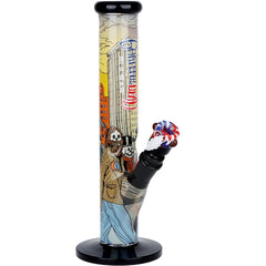 The Grateful Dead x Pulsar Inside Print Straight Tube Glass Water Pipe | 11.25" | 14mm F - Discreet Smoker