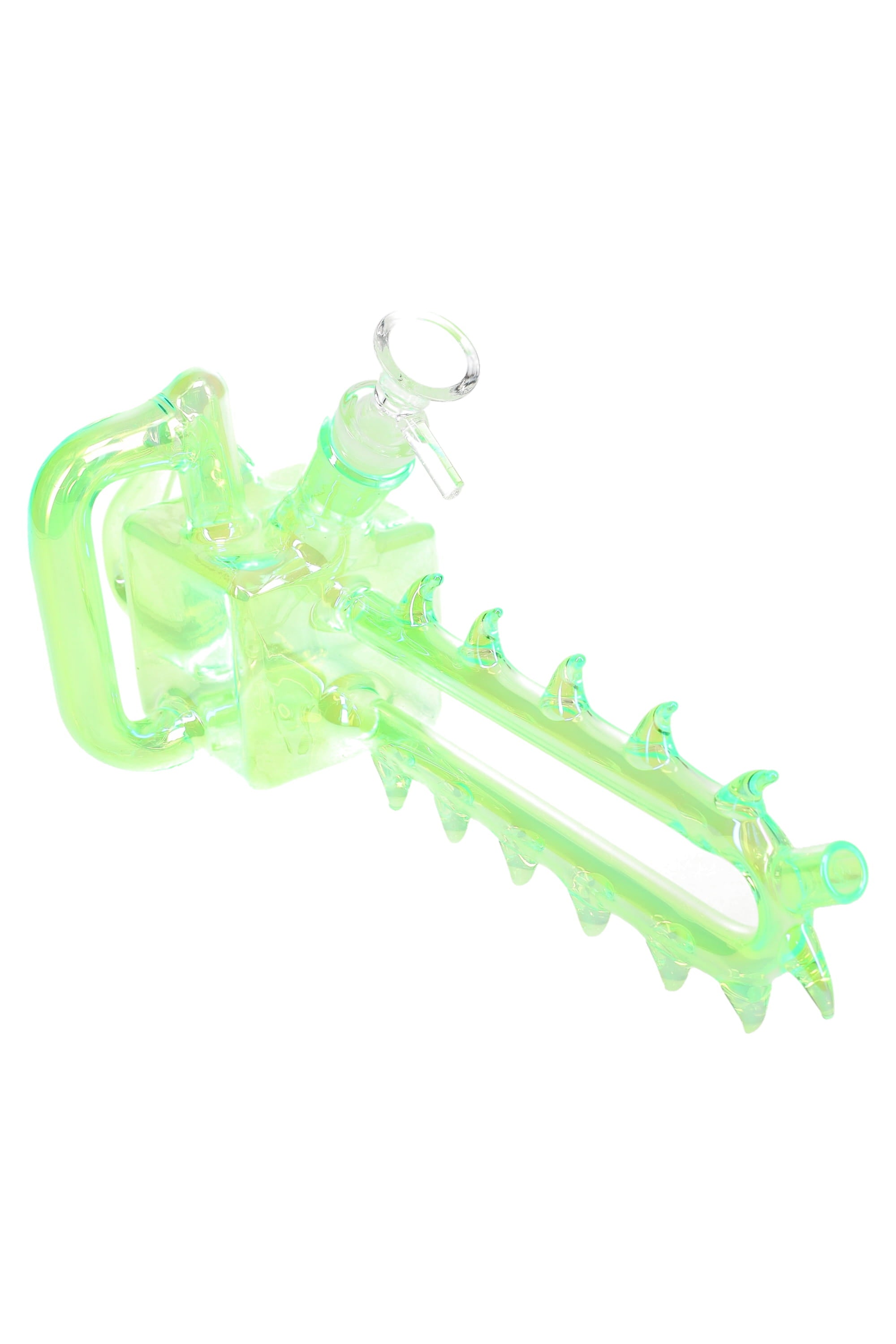 Glass Chainsaw Bong “RipSaw” – Glass-on-Glass – 11″ – Assorted Colors - Discreet Smoker