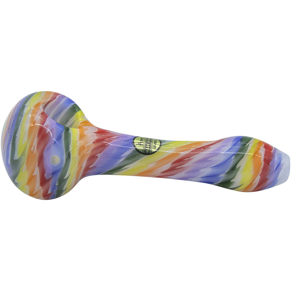 LA Pipes "Rainbow Tie-Dye" Glass Spoon Pipe on White - Discreet Smoker