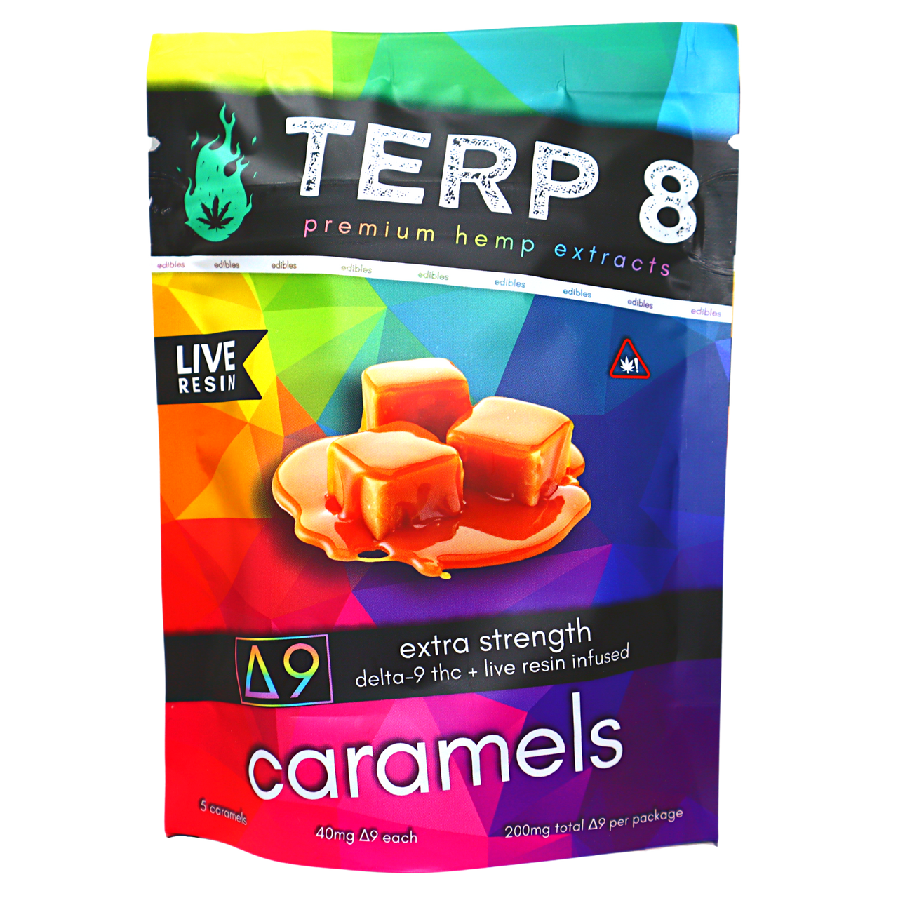 Organic Live Resin Delta-9 Caramels [5-Pack  //  200mg - Extremely Potent] - Discreet Smoker