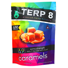 Organic Live Resin Delta-9 Caramels [5-Pack  //  200mg - Extremely Potent] - Discreet Smoker