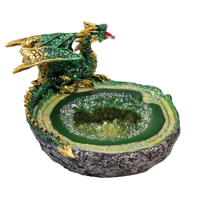 Dragon Geode Ashtrays, Green Dragon