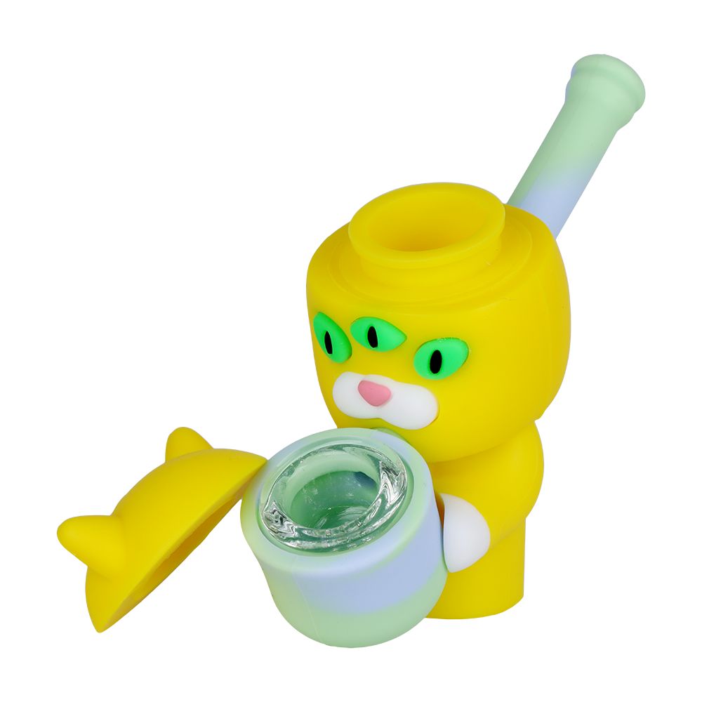 Three-Eyed Cat Secret Stash Silicone Hand Pipe - 4" - Discreet Smoker