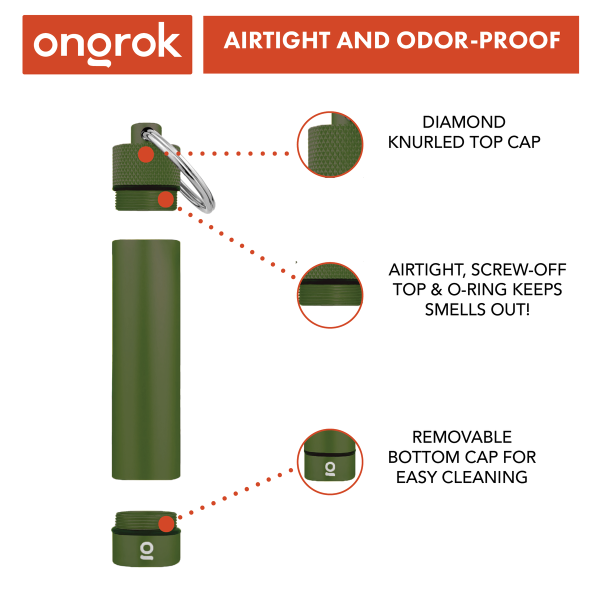 Ongrok Aluminum Storage Keychain - Discreet Smoker