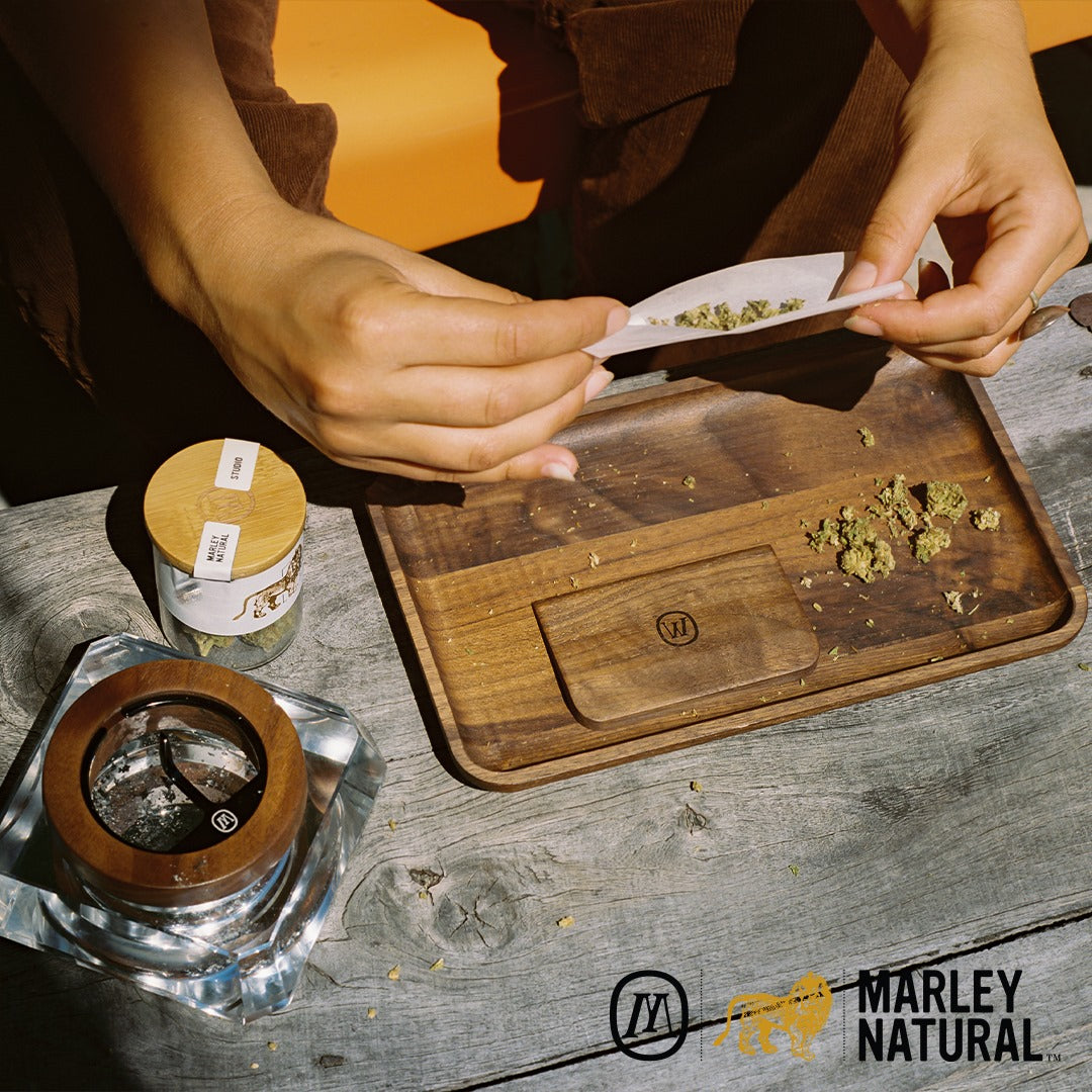 Marley Natural Black Walnut Rolling Tray - Discreet Smoker