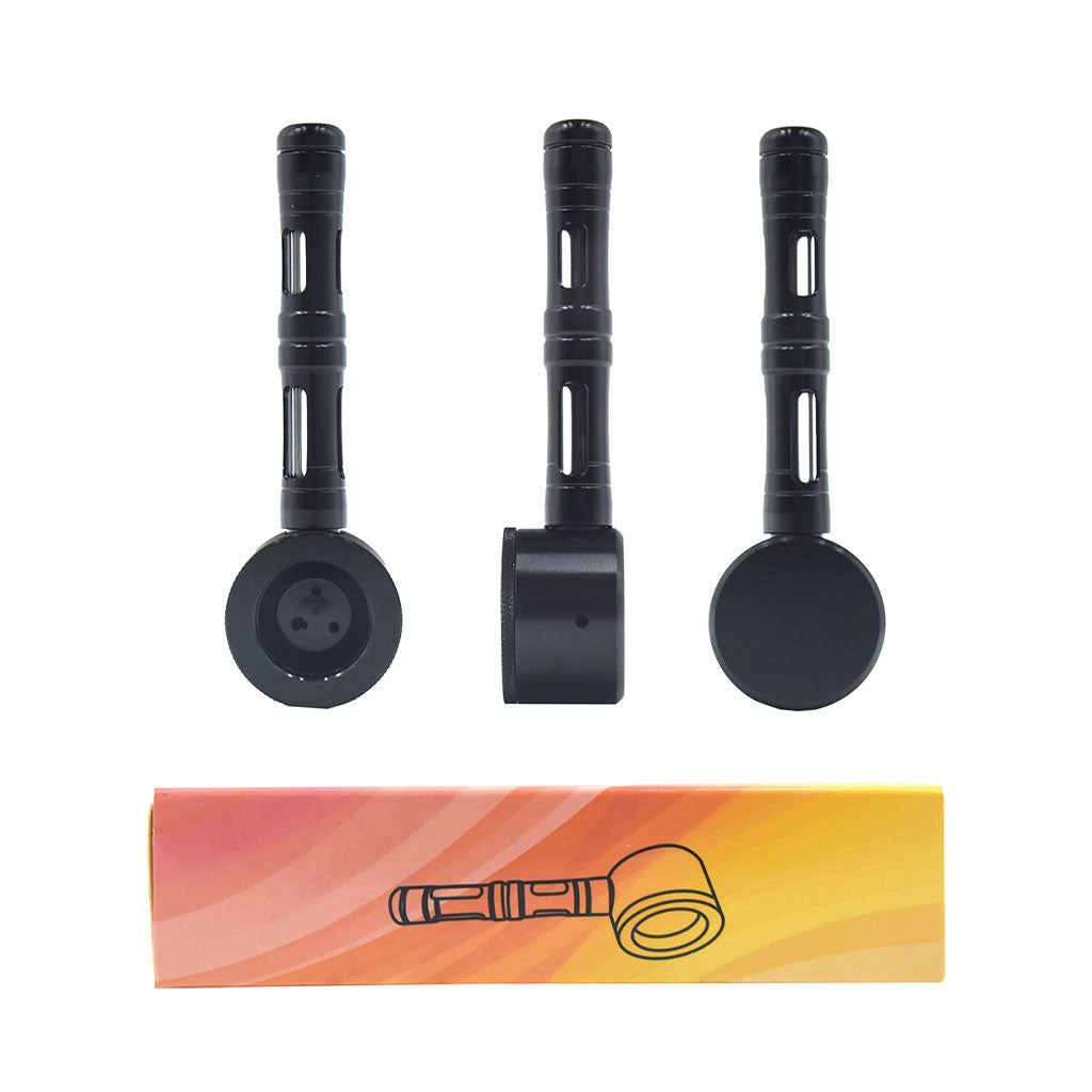 FLAT CHAMBER ALUMINUM GLASS SMOKING PIPE - Discreet Smoker