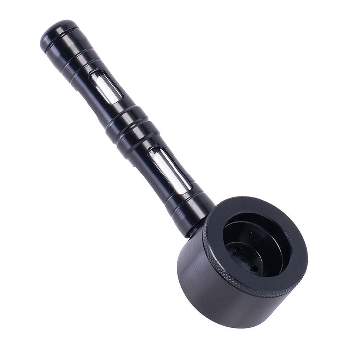 FLAT CHAMBER ALUMINUM GLASS SMOKING PIPE, Black