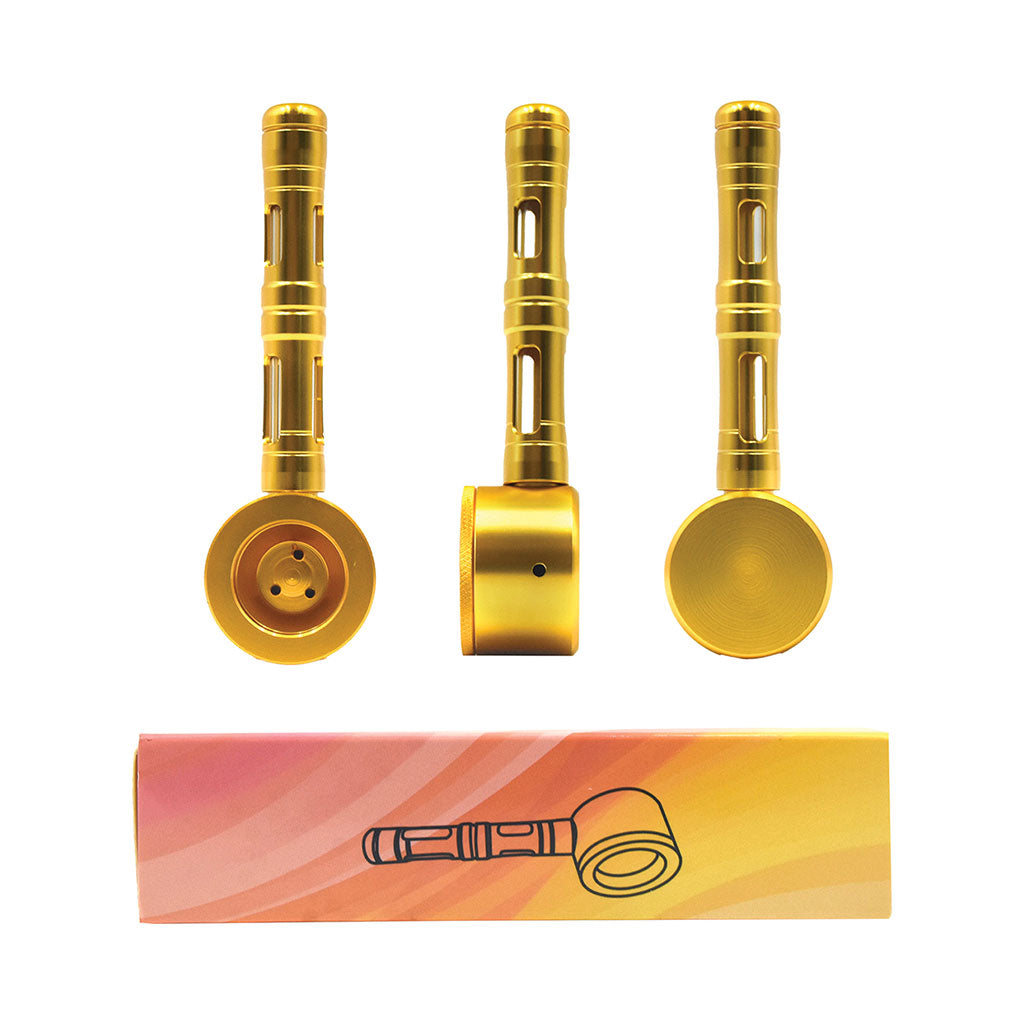 FLAT CHAMBER ALUMINUM GLASS SMOKING PIPE - Discreet Smoker