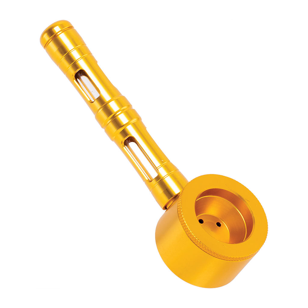 FLAT CHAMBER ALUMINUM GLASS SMOKING PIPE - Discreet Smoker