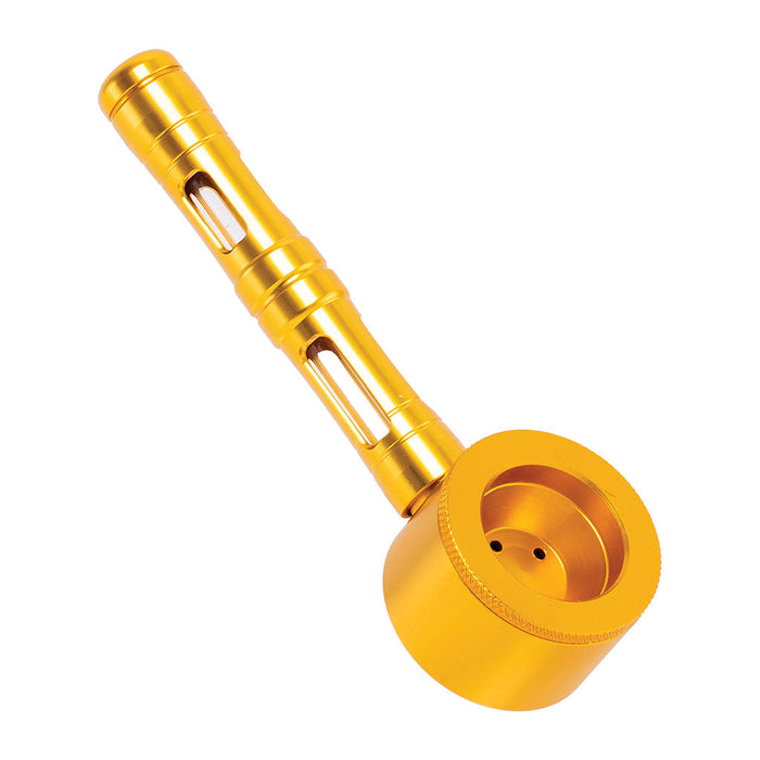 FLAT CHAMBER ALUMINUM GLASS SMOKING PIPE, Gold