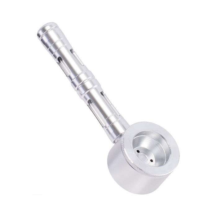 FLAT CHAMBER ALUMINUM GLASS SMOKING PIPE, Silver