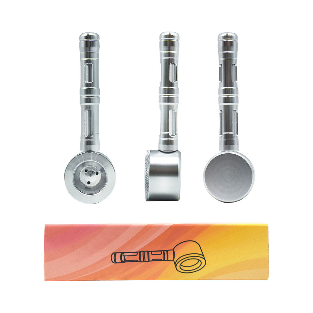 FLAT CHAMBER ALUMINUM GLASS SMOKING PIPE - Discreet Smoker