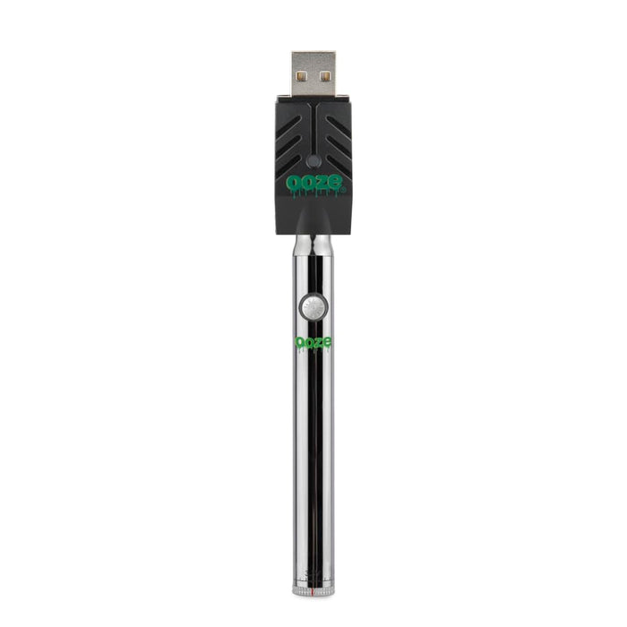 Ooze Slim Twist 510 Thread 320 mAh CBD Vape Pen Battery + USB Charger, Chrome