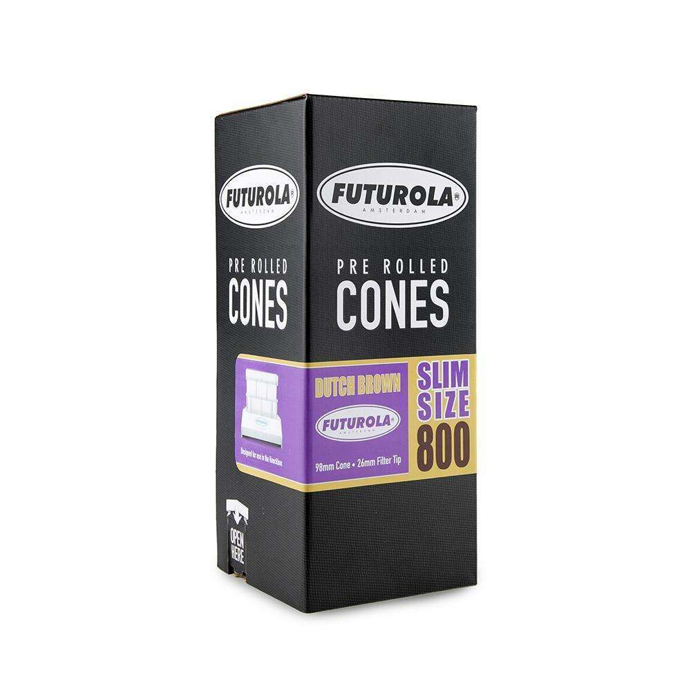 Futurola Cones - 98mm - Dutch Brown - Non-Printed Tip - 800ct - Discreet Smoker