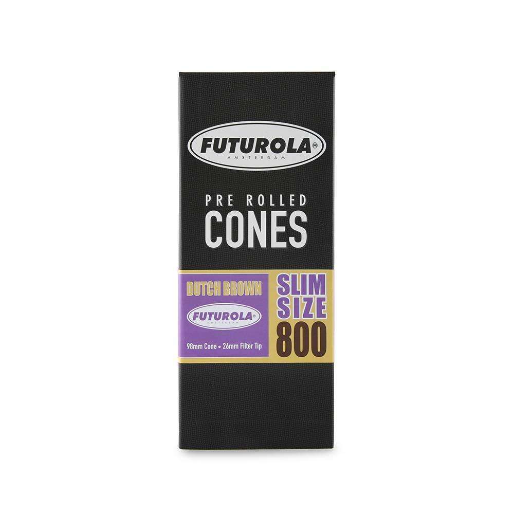 Futurola Cones - 98mm - Dutch Brown - Non-Printed Tip - 800ct - Discreet Smoker