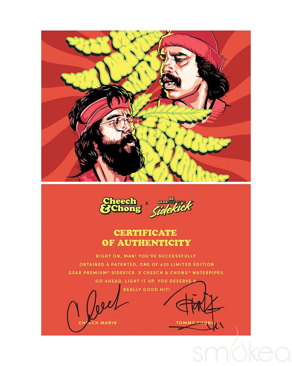 GEAR Premium x Cheech & Chong 12" 7mm Limited Edition Parked Sidekick Bong - Discreet Smoker