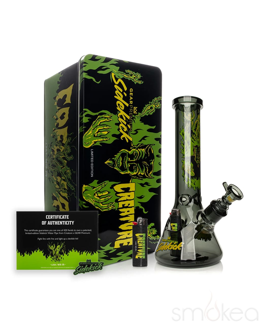 GEAR Premium x Creature 12" 7mm Limited Edition Hell Sidekick Bong - Discreet Smoker