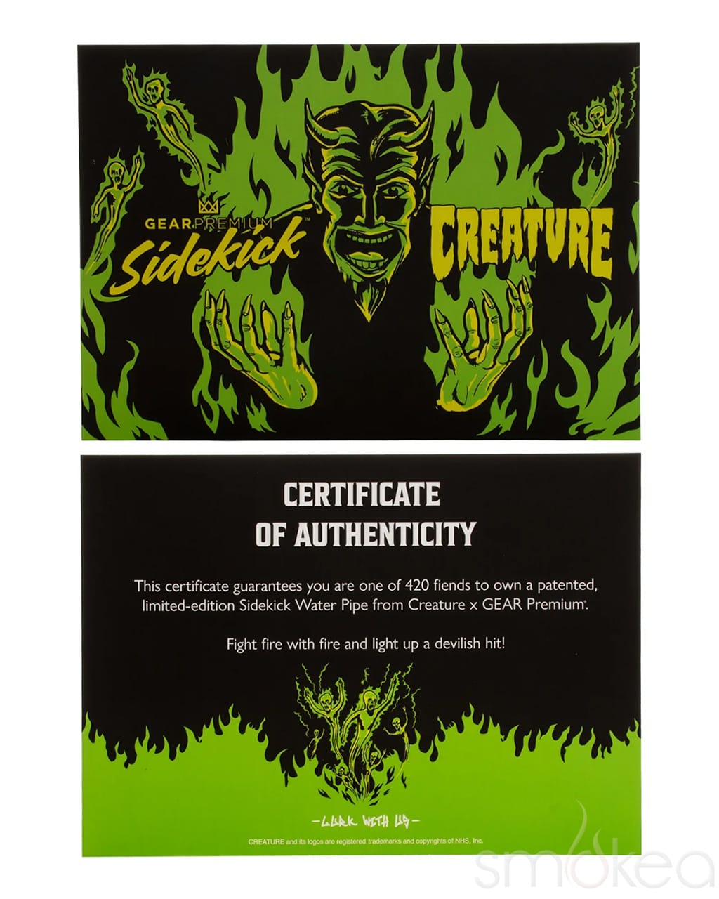 GEAR Premium x Creature 12" 7mm Limited Edition Hell Sidekick Bong - Discreet Smoker