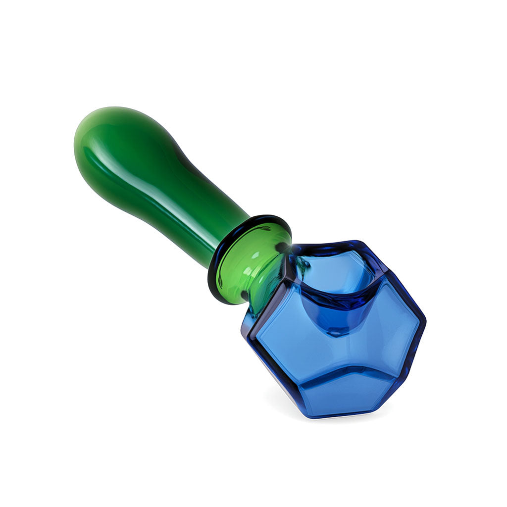 GLASS HAND PIPE WITH PENTAGONAL DESIGN - Discreet Smoker