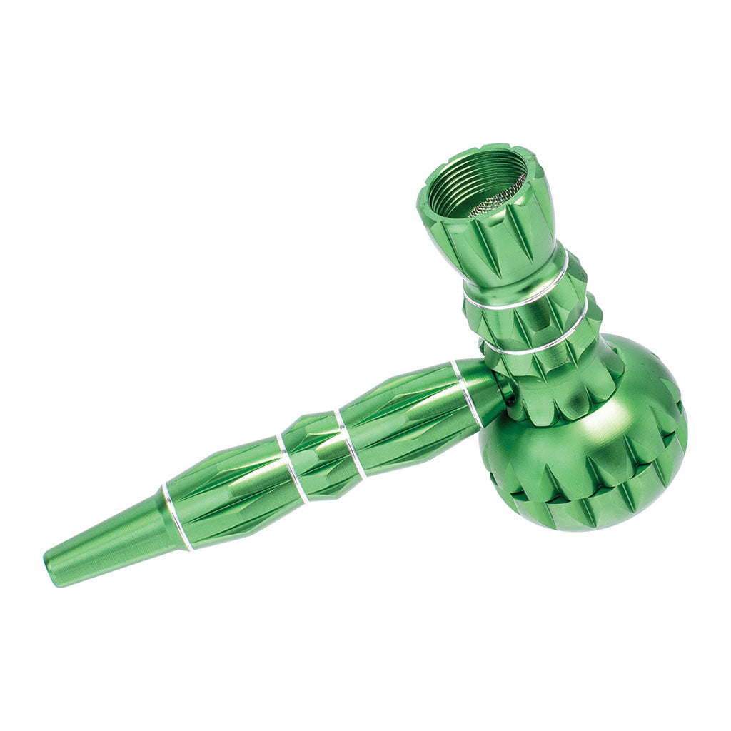 ALUMINUM RIBBED SMOKING PIPE WITH GRINDER - Discreet Smoker