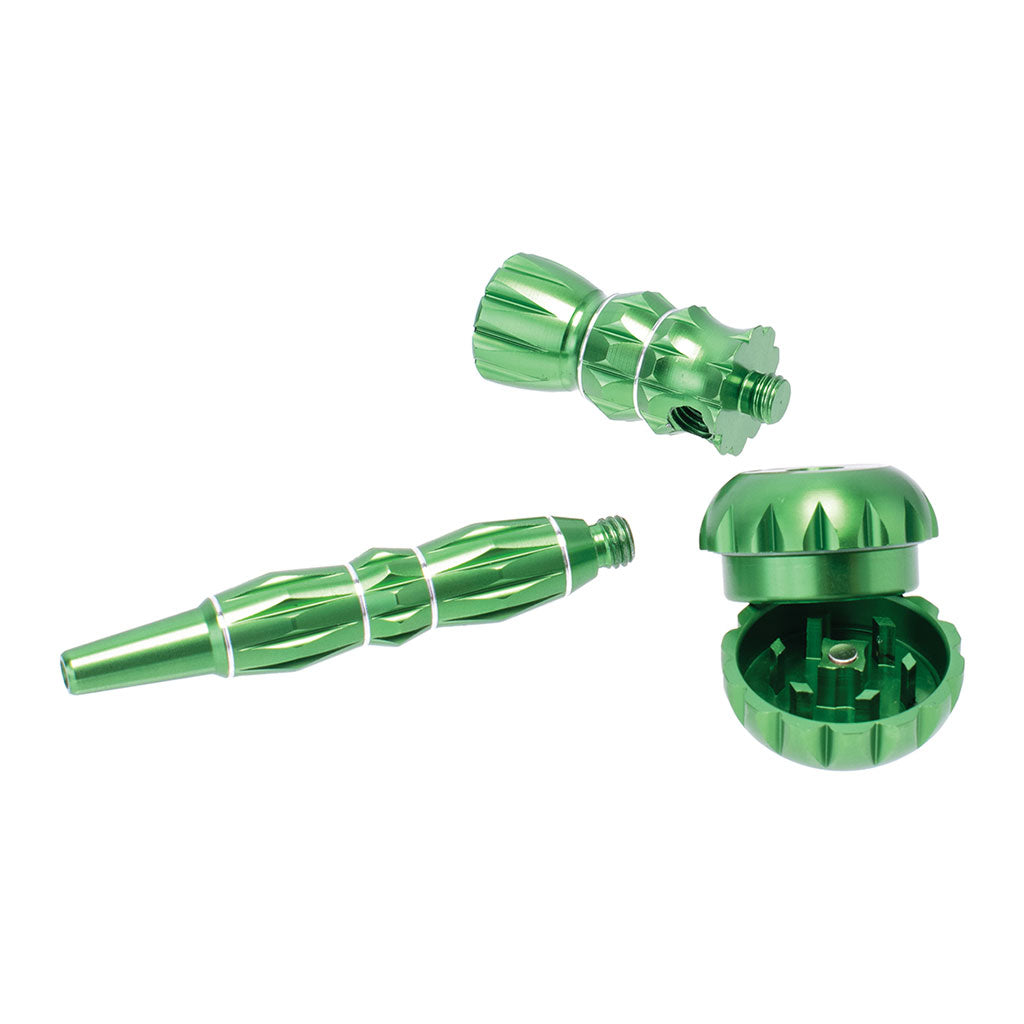 ALUMINUM RIBBED SMOKING PIPE WITH GRINDER - Discreet Smoker