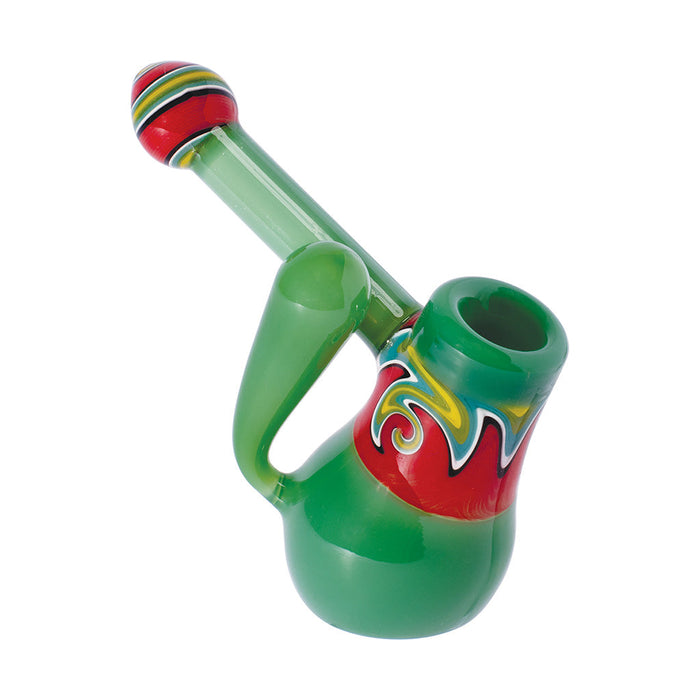 GLASS BUBBLER WITH WIG WAG, Green