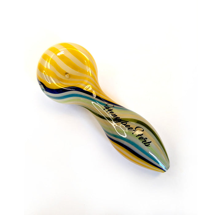 Vibrant  Linework Twist Spoon Pipe, Green Sand