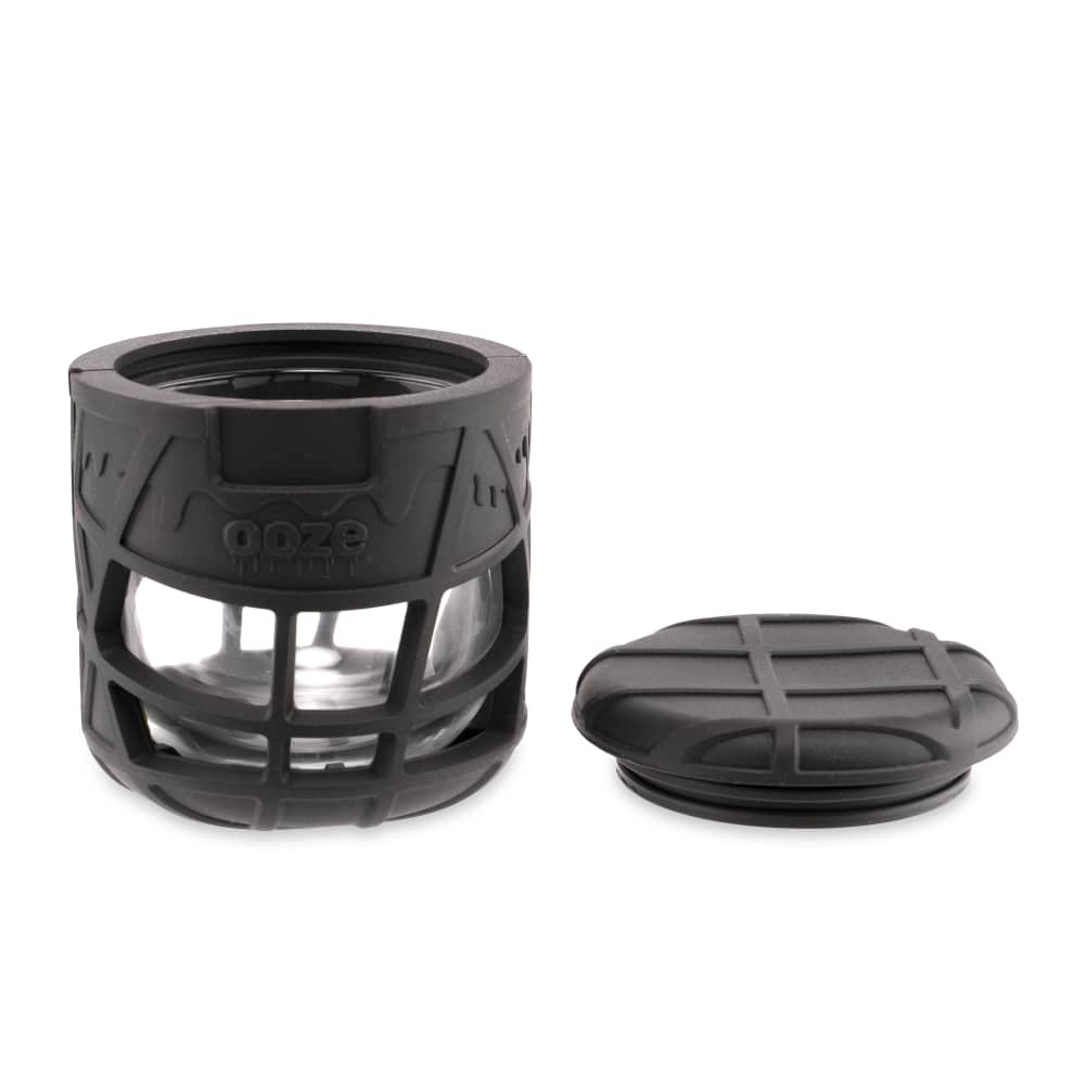 Ooze Prizm Silicone-Wrapped Glass Stash Jar - Discreet Smoker