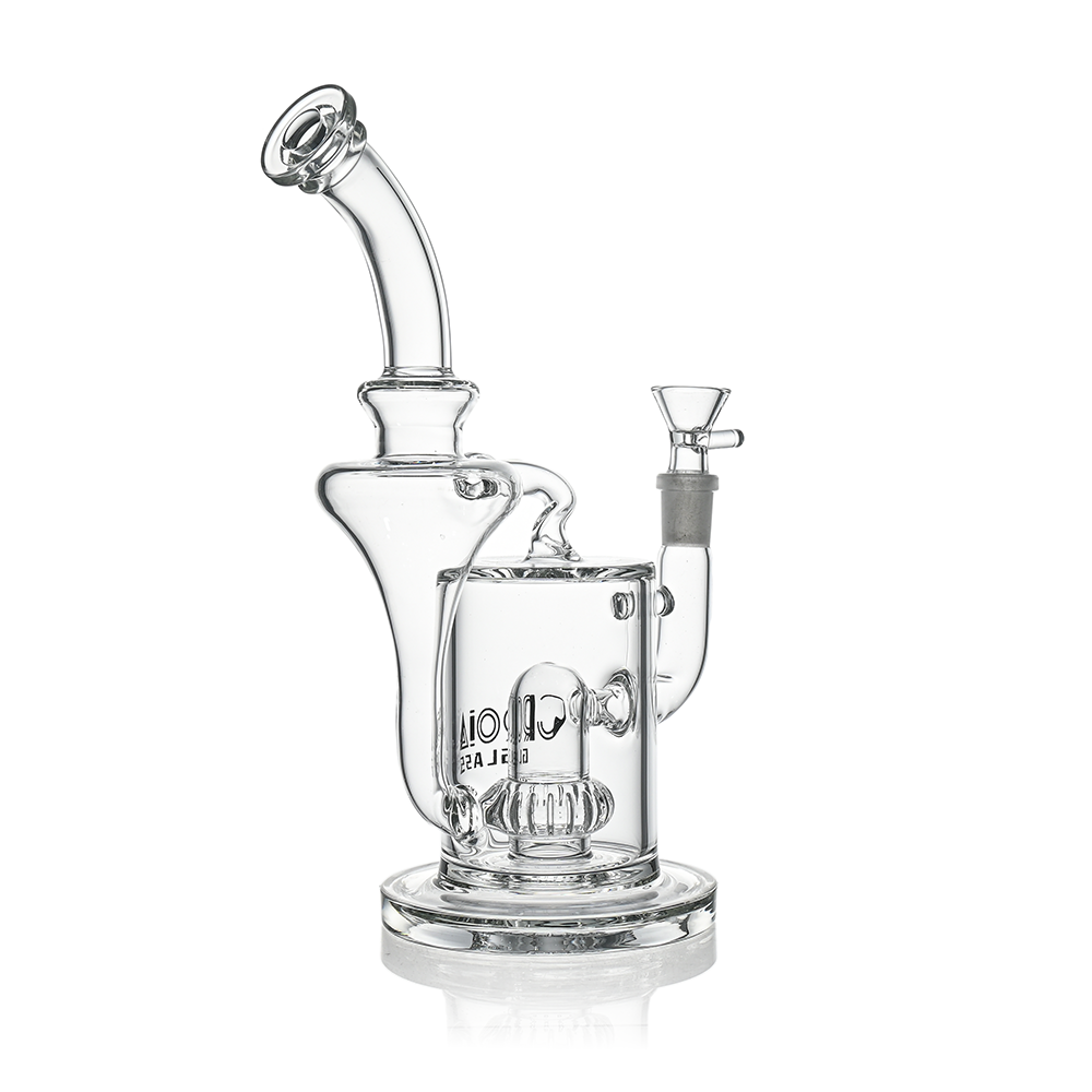 10" Hourglass Recycler Scientific Bong with Crown Perc | Croia Glass - Discreet Smoker