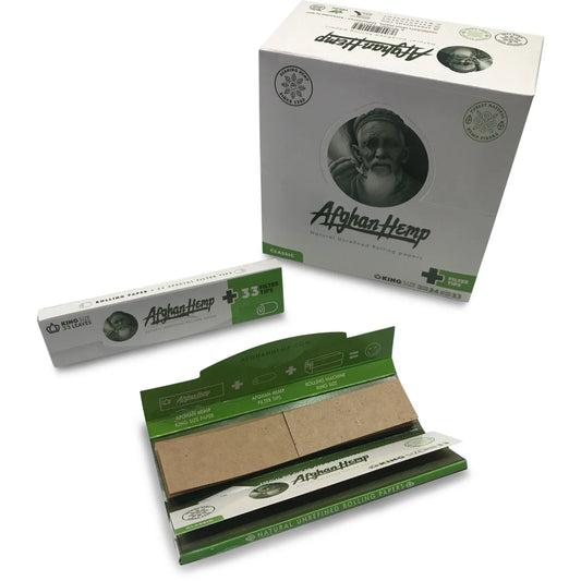Afghan Hemp Rolling Papers - King Size + Tips - Discreet Smoker